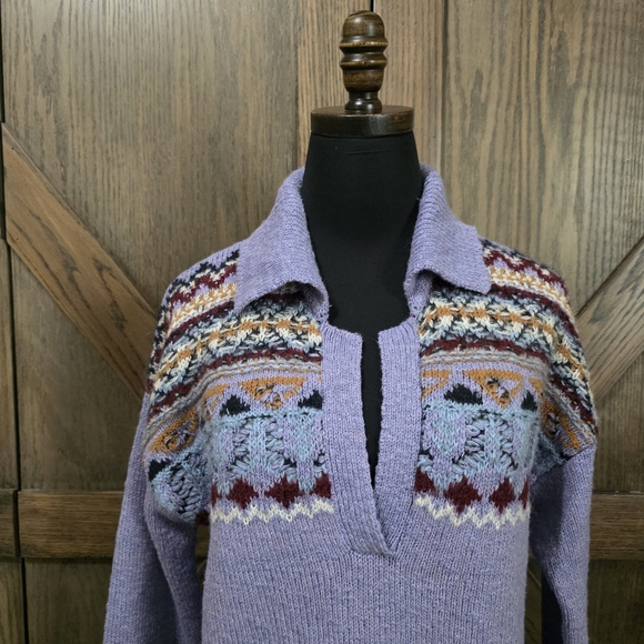 Sundance Fair Isle Lavender Knit Sweater - Picture 2 of 4